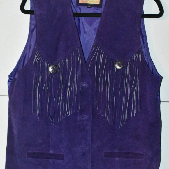 Ladies Purple Atlantic Beach Leather Button Vest SZ XL - Picture 5 of 6